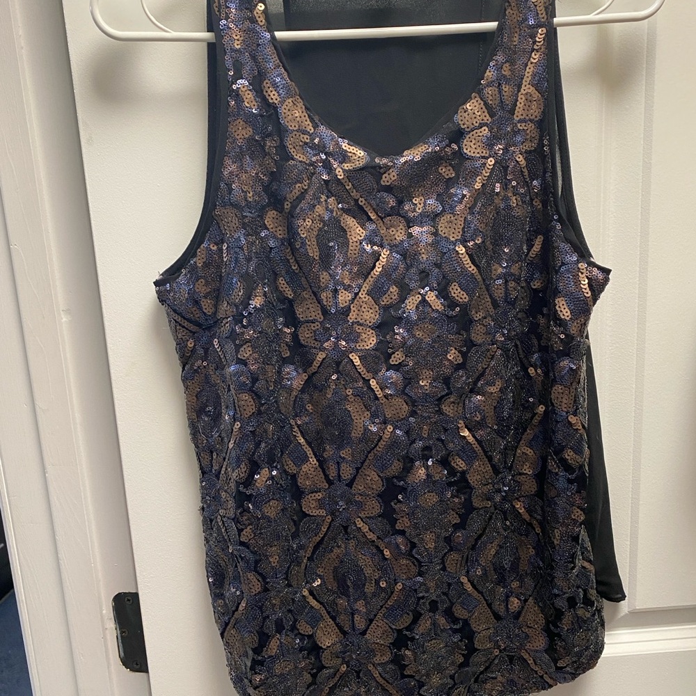 Sequin Black Sleeveless Top